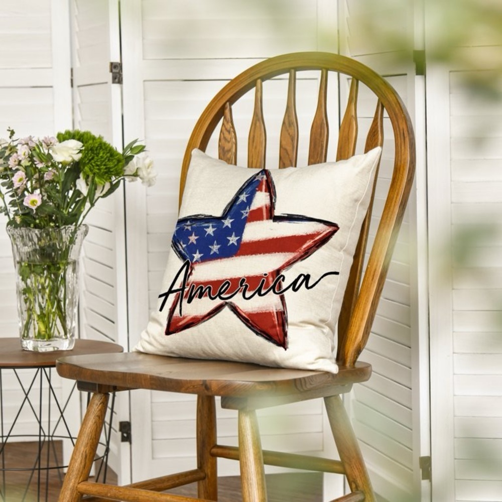 American Flag Star Patriotic Throw Pillow Cover for 4th of July Independence Day - Picture 11 of 16